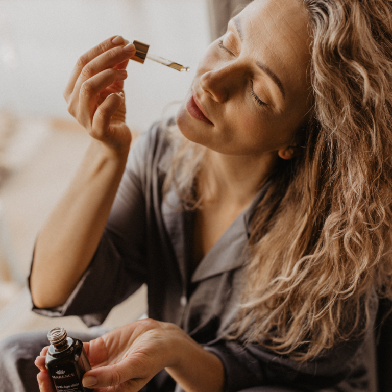 Women with anti-age serum